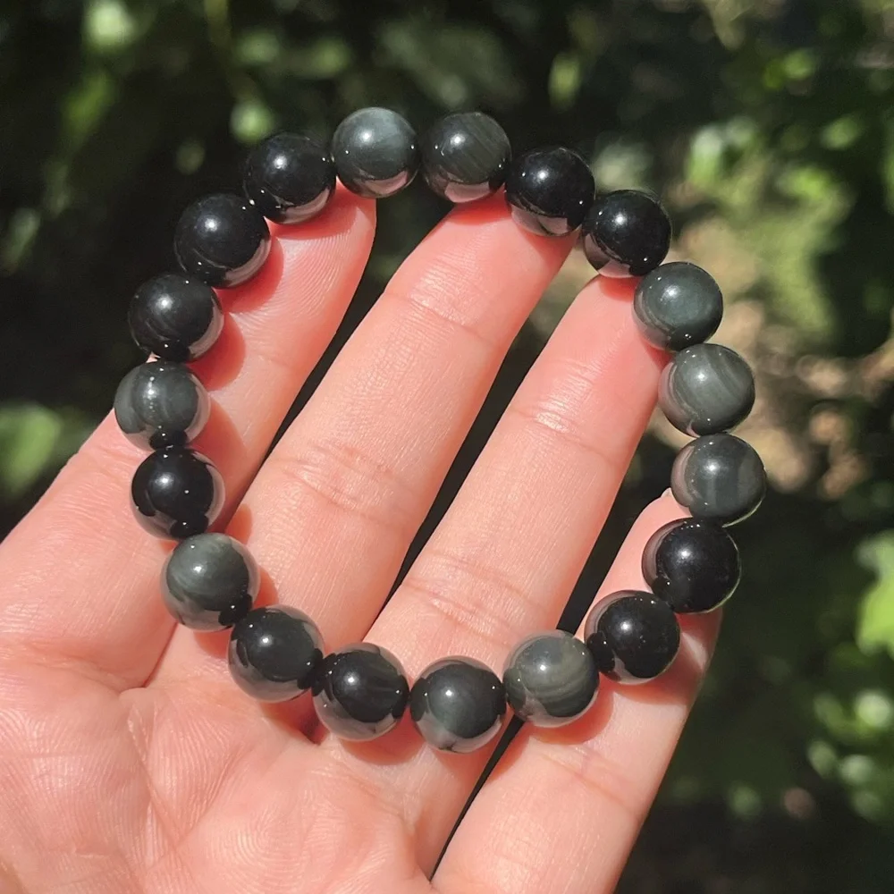 10mm stretchable rainbow obsidian bracelet‎